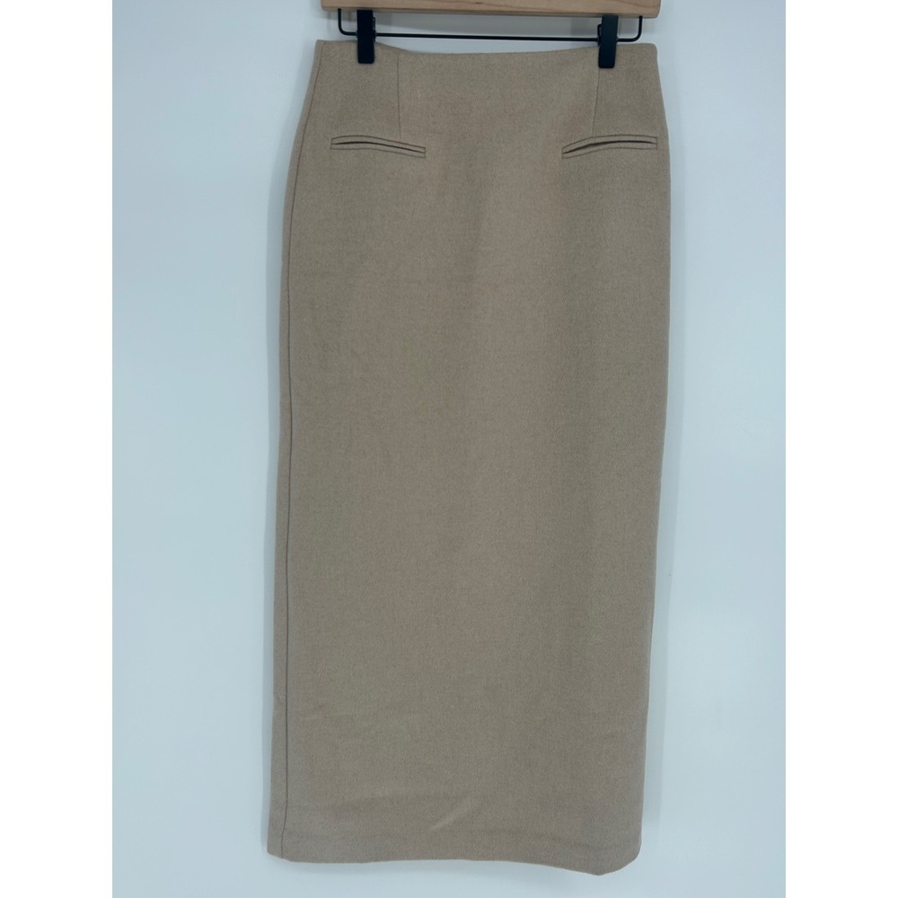 "NWT"Aligne Anthropologie Beige Wool Blend Maxi Skirt- US 4/UK8- Neutral/Classic